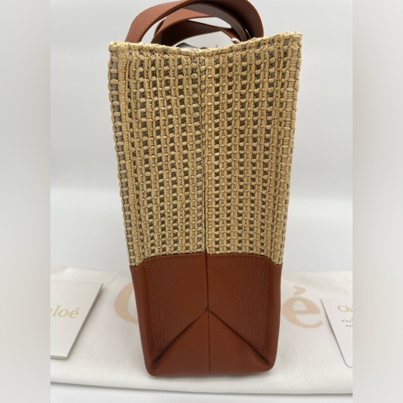 $1950 NEW CHLOE WOODY MEDIUM RAFFIA LEATHER SUMMER TOTE BAG PURSE NWT! - Picture 7 of 11